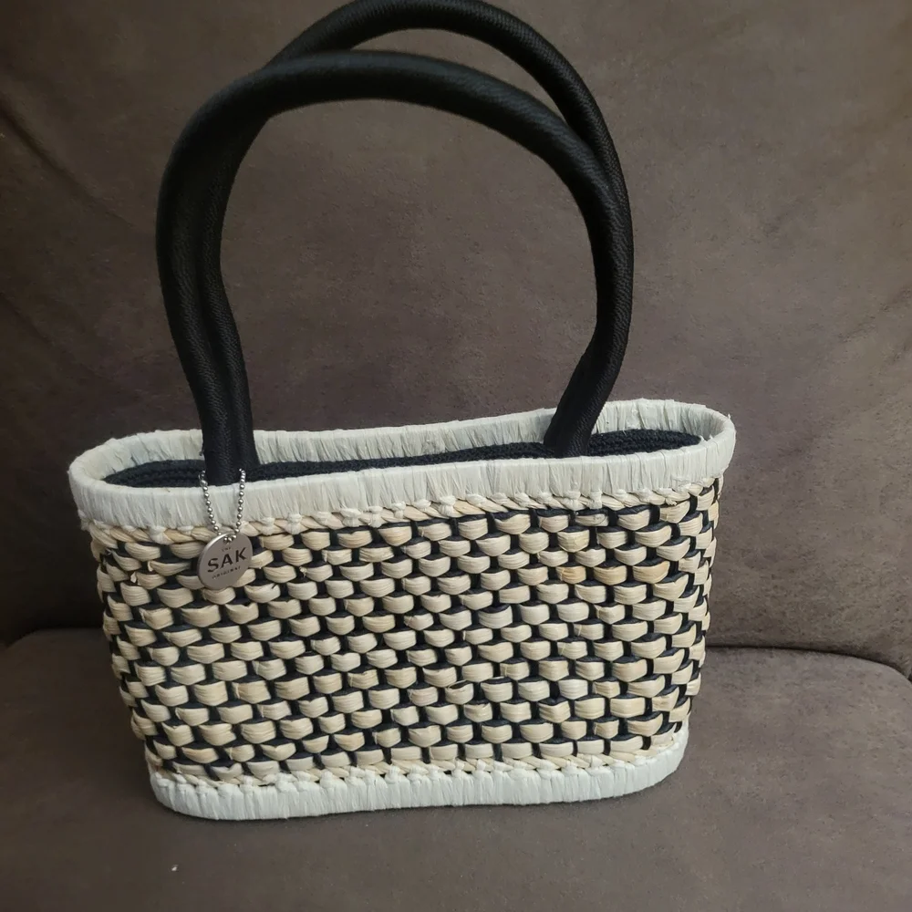 The Sak Black and Tan Small Woven Tote - Picture 1 of 3
